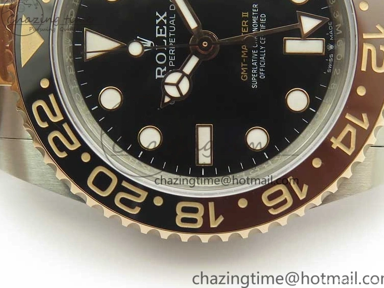 AAA Replica Watches Best Black Resilient BP RG GMT-Master RG Bezel Brown Black II on 126711CHNR SS Bracelet 3365 Dial Edition Ceramic SS 0118